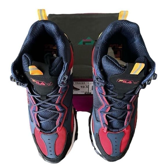 Fila Athletic Basketball Shoes Ray Tracer TR 2 Mid Top Red Blue High-Top Design - Picture 6 of 9